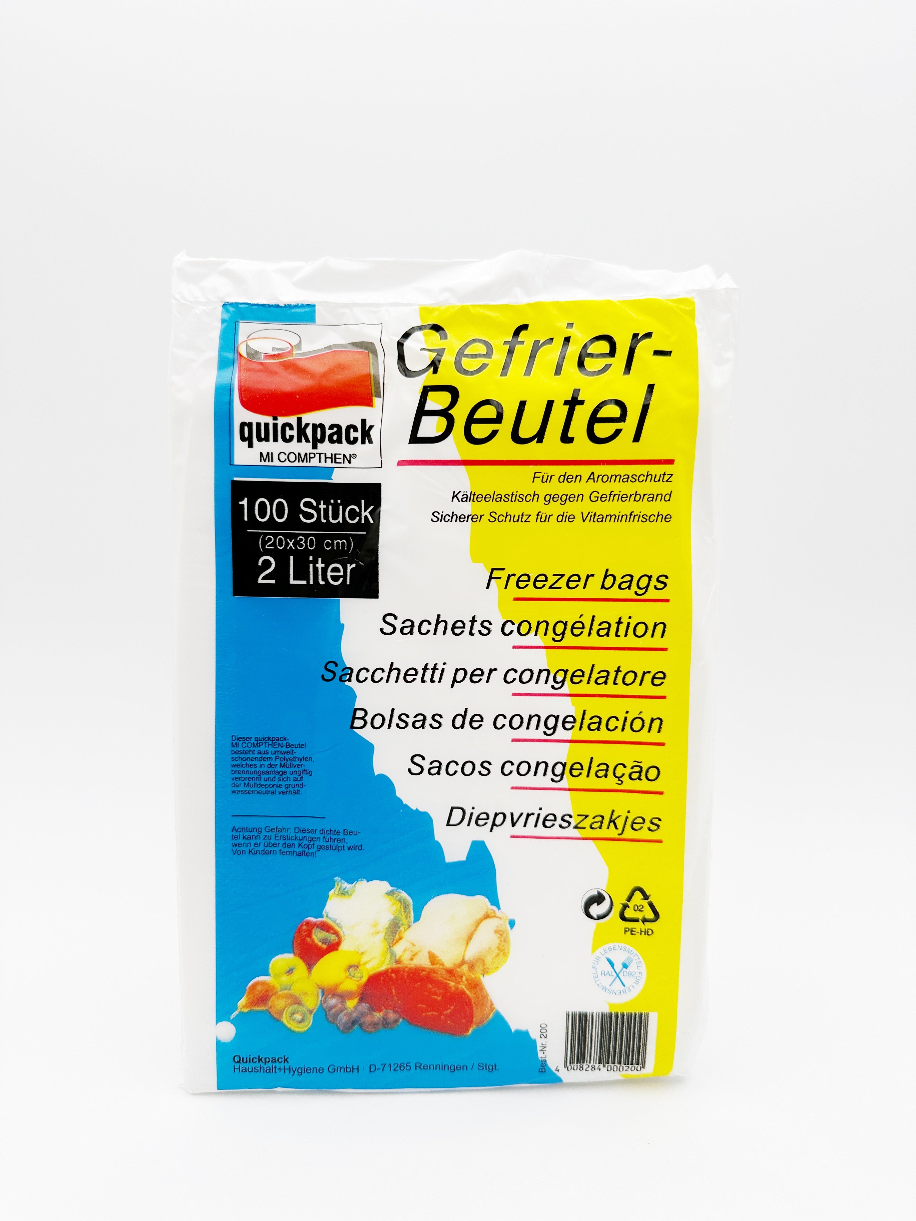 Quickpack freezer bags 20x30cm 2lt 100pcs