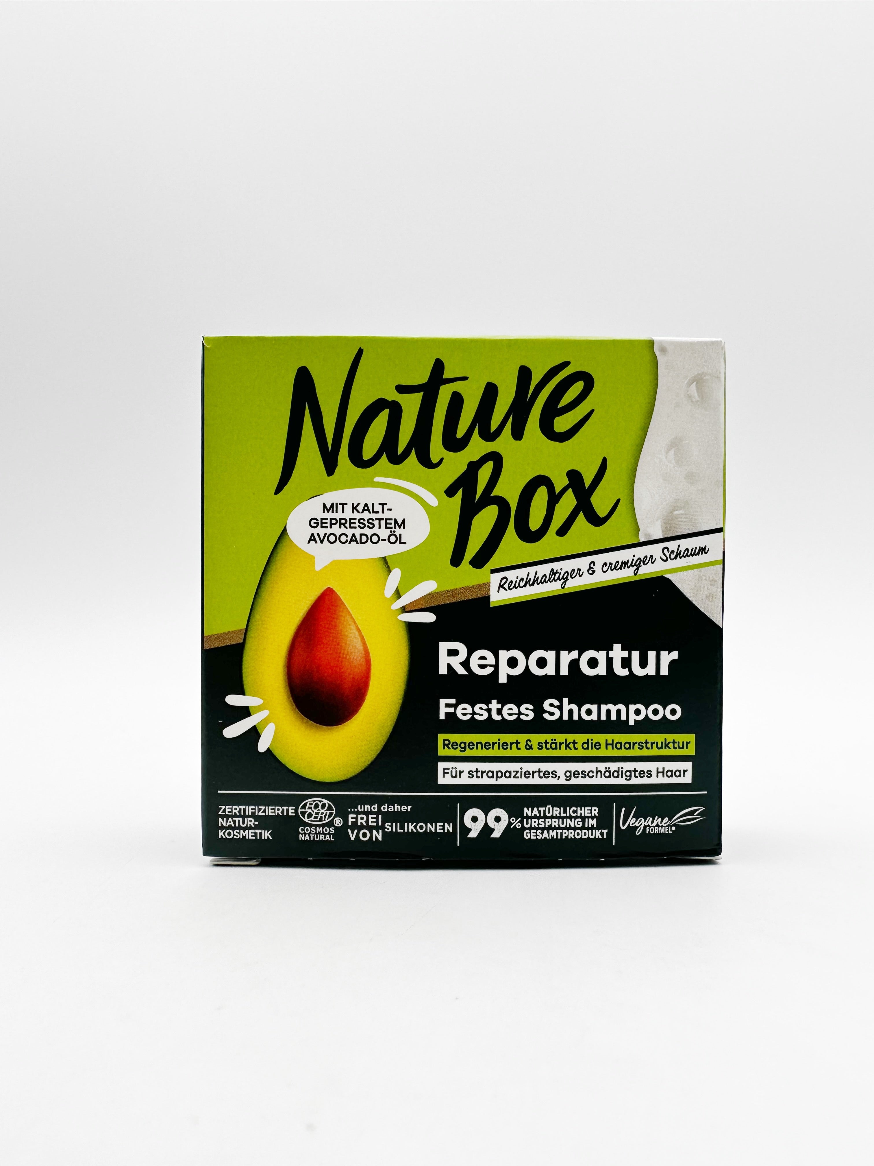 Nature Box Reperatur festes Schampoo mit Avocado-Öl