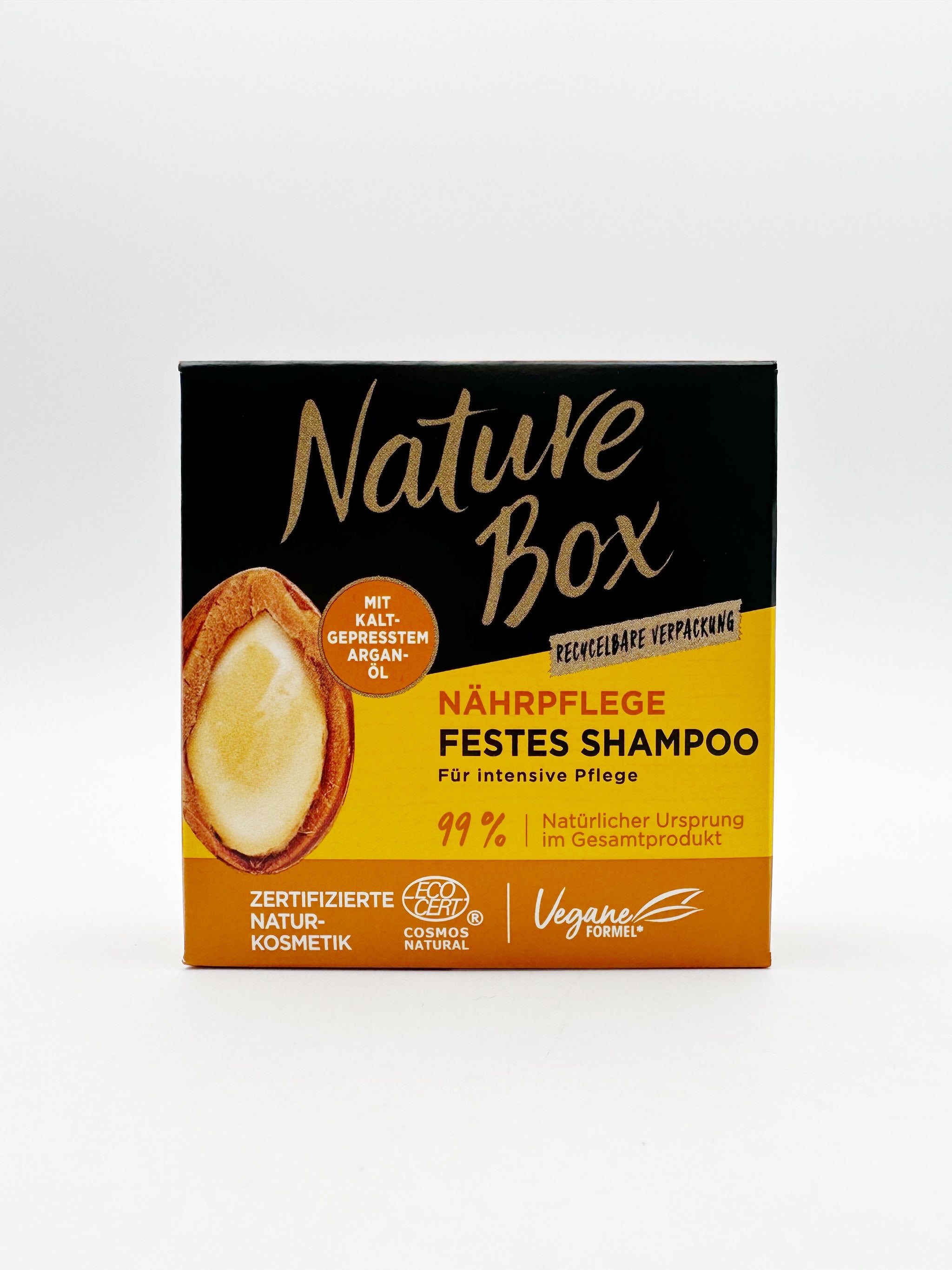 aufbewahrung für haarseife Nature Box Nährpflege festes Shampoo mit Argan-Öl | mezzie